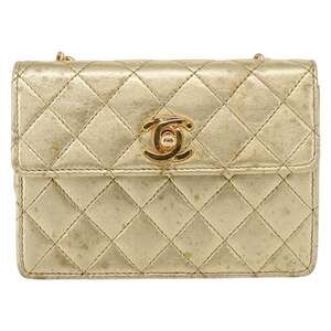 Chanel Mini Matelasse Lambskin Chain Shoulder Bag Gold